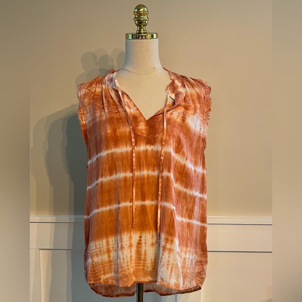 Bella Dahl Pink & White Tie Dye Sleeveless Top Sz Large